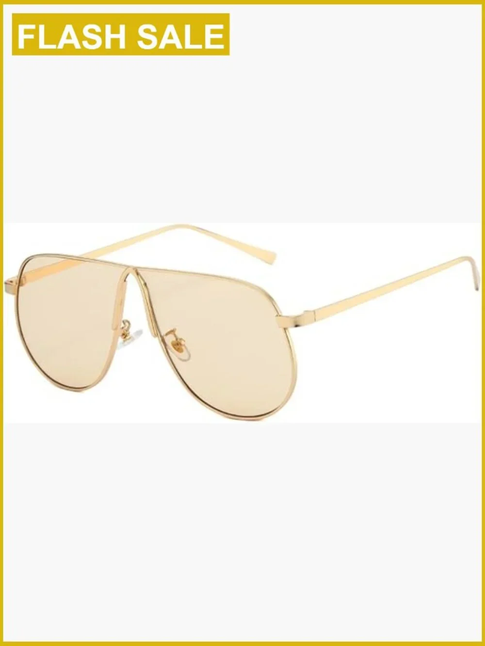 Oversized Aviator Sunglasses 70s Gold Metal Frame Square Big Shades Unisex
